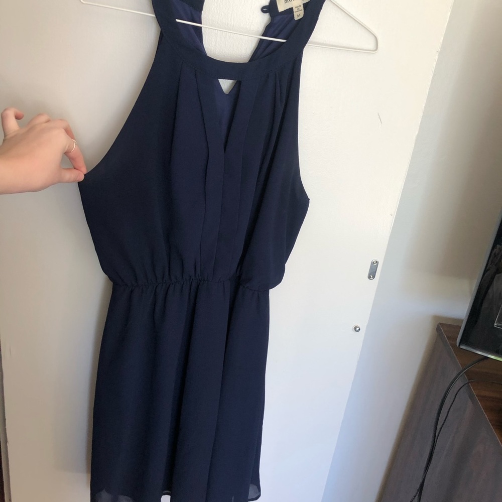Special occasion chiffon material dress. Navy blue